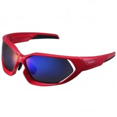 Óculos Shimano S51X ciclismo Vermelho/preto lente azul fume espelhado ECES51XRL               